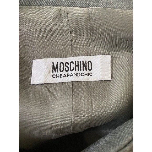 MOSCHINO CHEAP & CHIC Dress Shift Gray Wool Pleated Slip Pockets Sleevel… - Picture 7 of 7